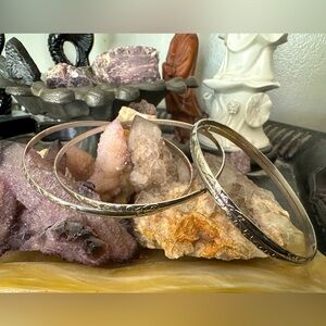 4 silver, lightweight, thin bangles